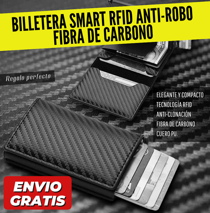 BILLETERA SMART RFID ANTI-ROBO FIBRA DE CARBONO | ENVÍO GRATIS