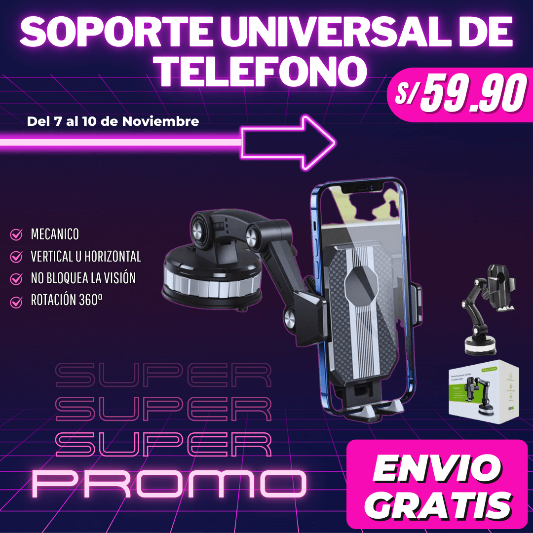 SOPORTE UNIVERSAL DE TELEFONO 360° PARA AUTO | ENVÍO GRATIS