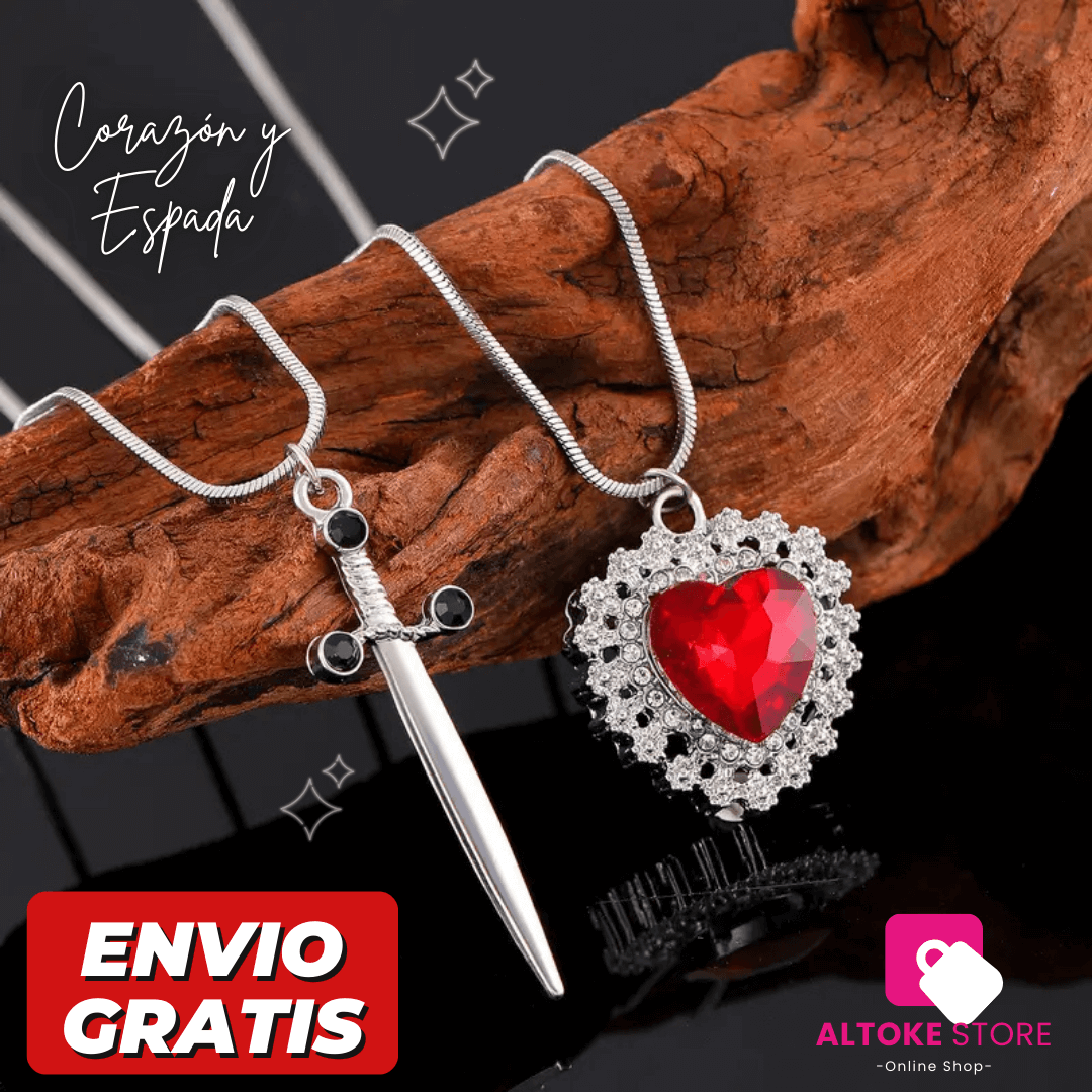COLLAR CORAZÓN Y ESPADA (PAREJAS) | ENVÍO GRATIS