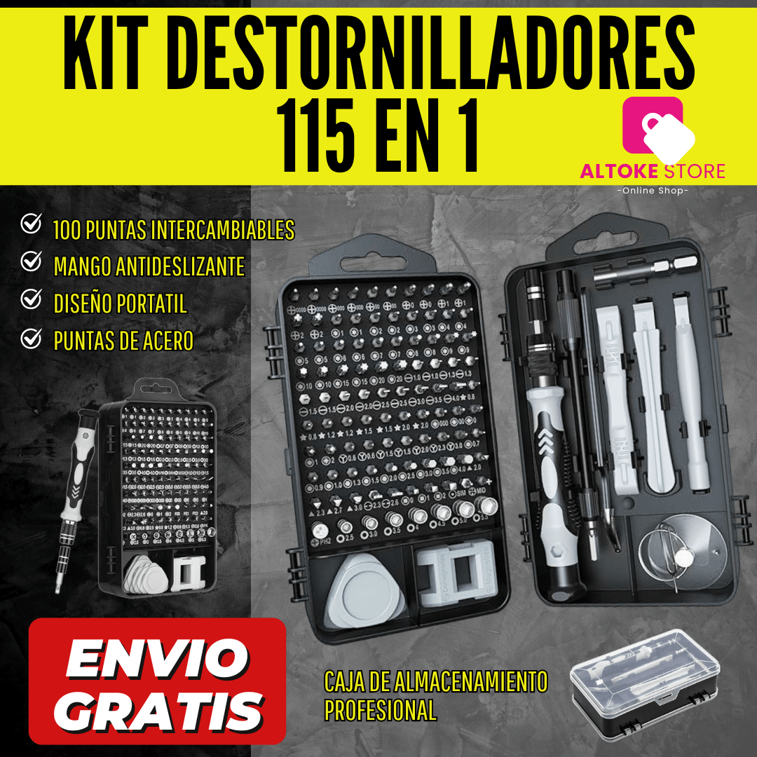 KIT DE DESTORNILLADORES 115 en 1 NEGRO | ENVÍO GRATIS