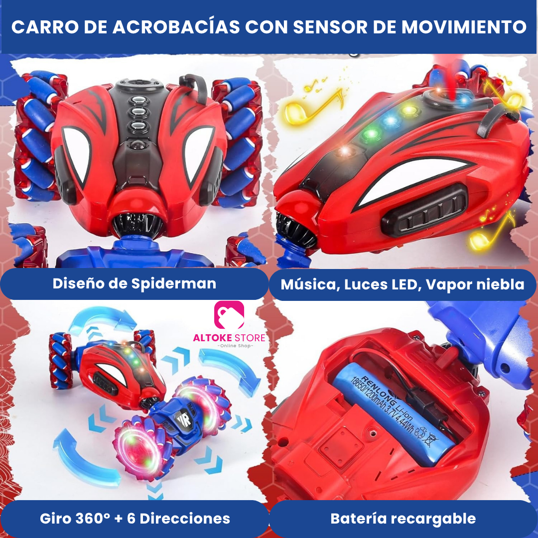 CARRO ACROBÁTICO CON SENSOR DE GESTOS (LUCES LED+ VAPOR DE NIEBLA) | ENVÍO GRATIS