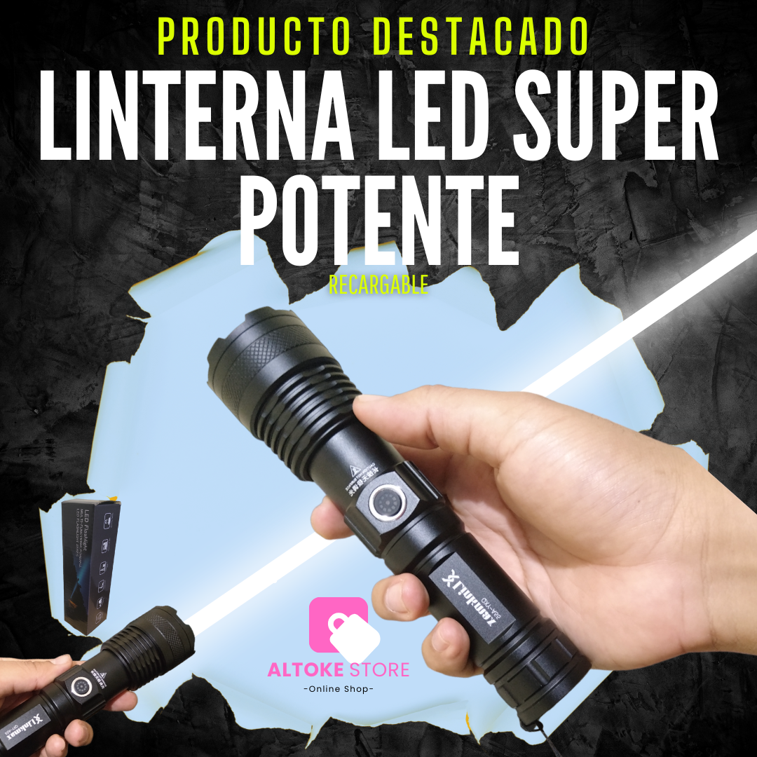 LINTERNA LED SUPER POTENTE (RECARGABLE)