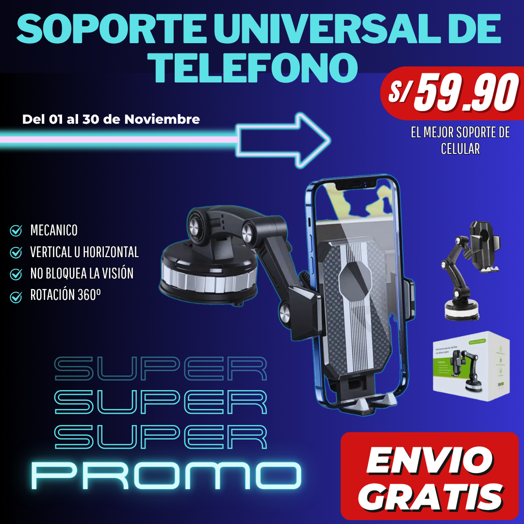 SOPORTE UNIVERSAL DE TELEFONO 360° PARA AUTO | ENVÍO GRATIS