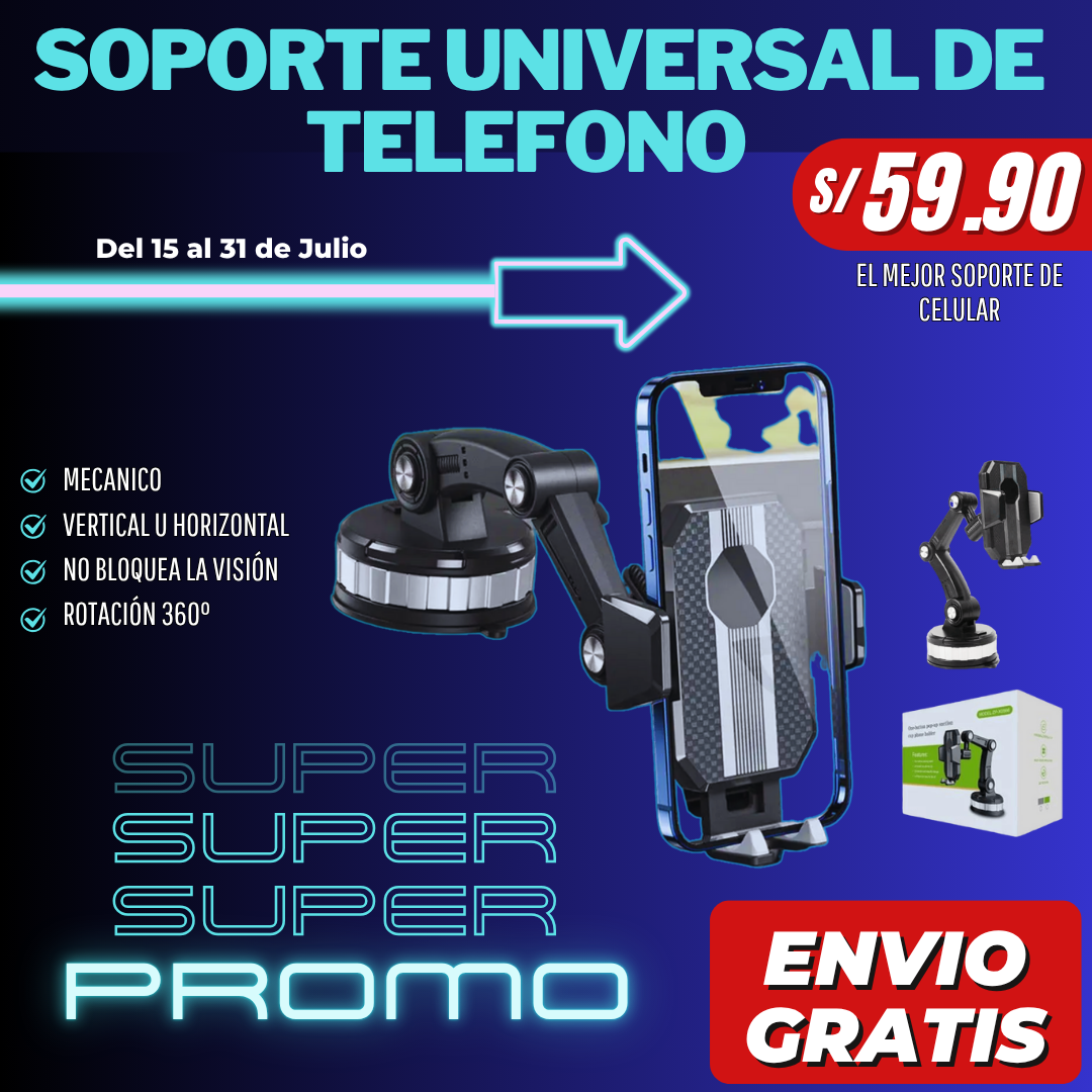 SOPORTE UNIVERSAL DE TELEFONO 360° PARA AUTO | ENVÍO GRATIS